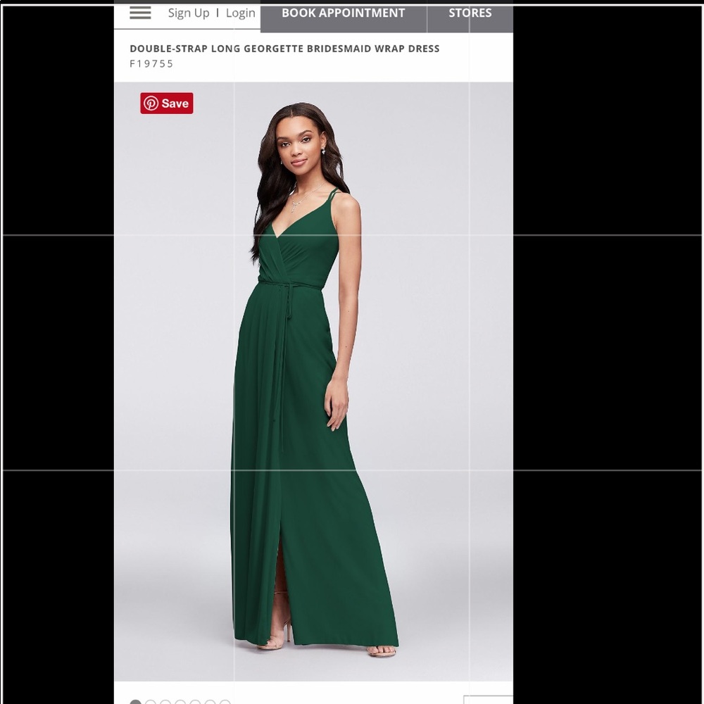 Double-strap long Georgette wrap bridesmaid dress